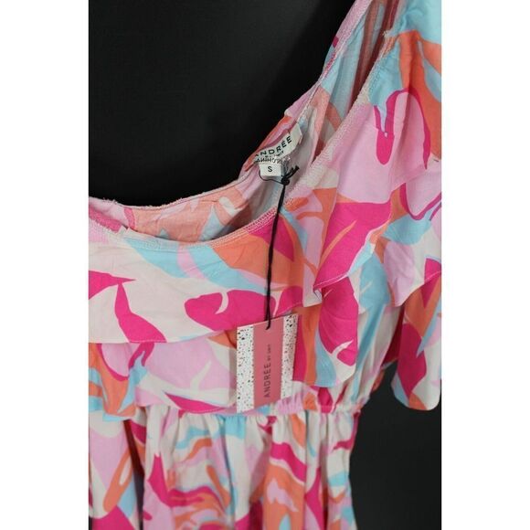 Andree By Unit Multicolor One Shoulder Ruffle Elastic Waist Peplum Hem Size S... - Picture 6 of 8